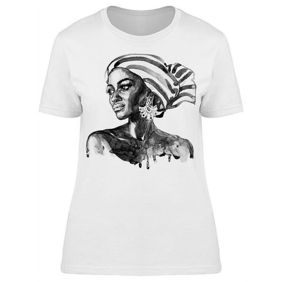 African Watercolor Print T-Shirt Women -Image by Shutterstock, Female 3X-Large