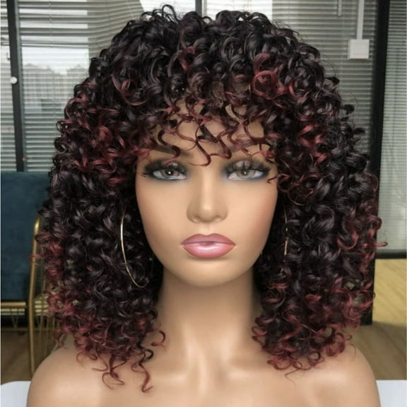 African Wavelet Hair Peruvian Curly Human Hair Wig Adjustable Curly Wigs for Women FQ83-BDY