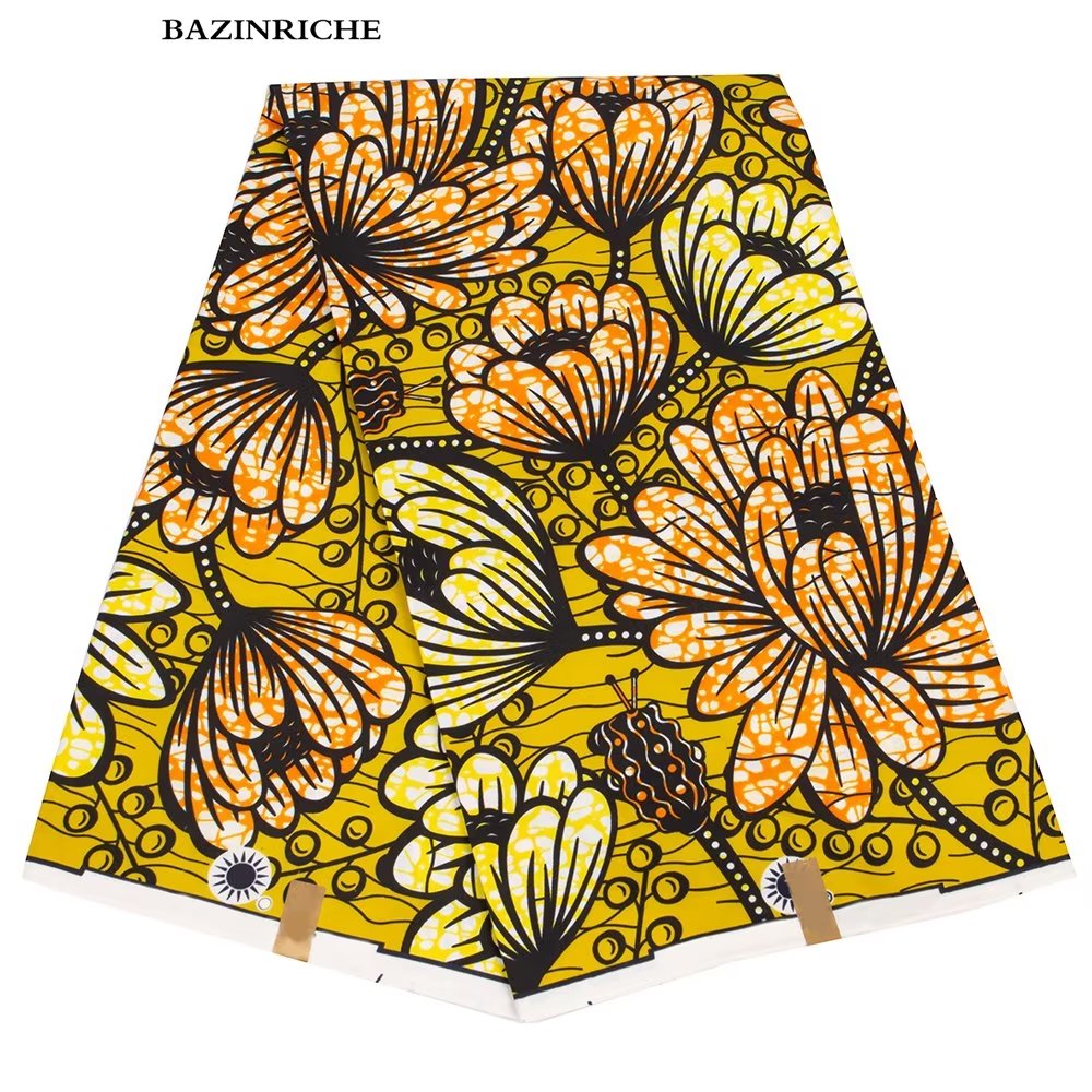 African Wax Fabrics Original Polyester Materials 6 Yards Fabric