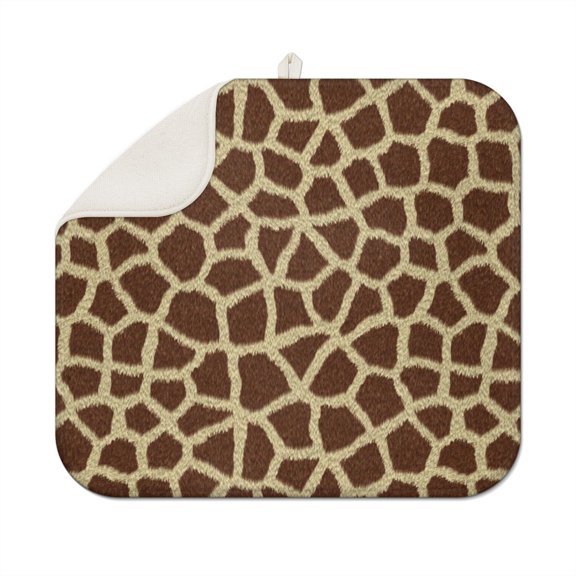 African Wildlife Giraffe Drying Mat - Thick Heat Resistant Countertop Protector, Artistic Nature-Inspired Design, Super Absorbent & Reusable for Dishes