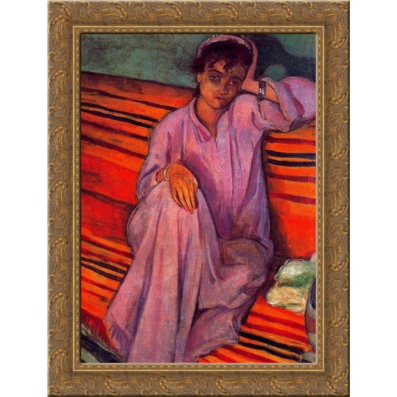African Woman 24x18 Gold Ornate Wood Framed Canvas Art by Emile Bernard