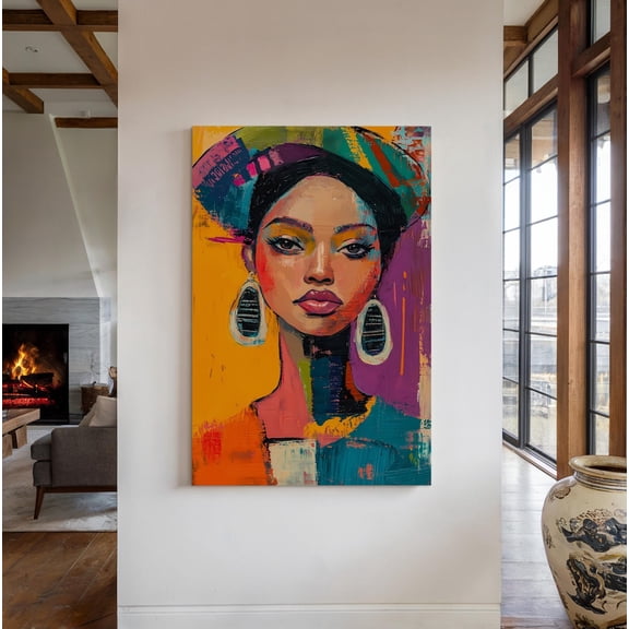 African Woman Art Traditional Ethnic Black Poster Afrocentric Abstract People Colorful Wall Poster, Poster, Poster Only