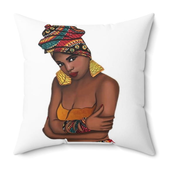 African Woman Beauty Faux Suede Square Pillow. Both Sides Print