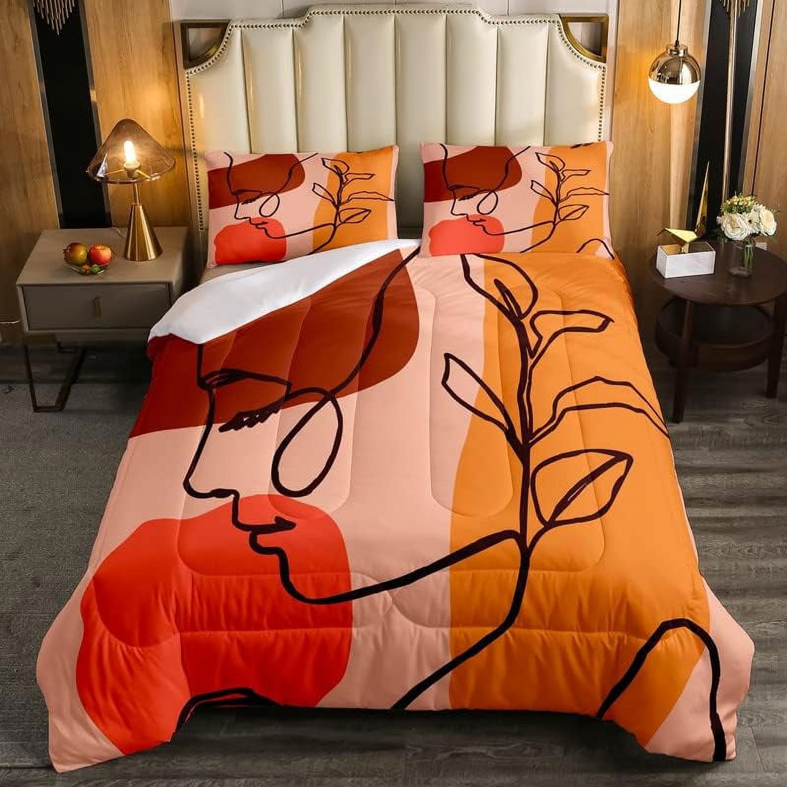 African Woman Comforter Set Red Green Gold Sexy Kiss Lipstick Bedding
