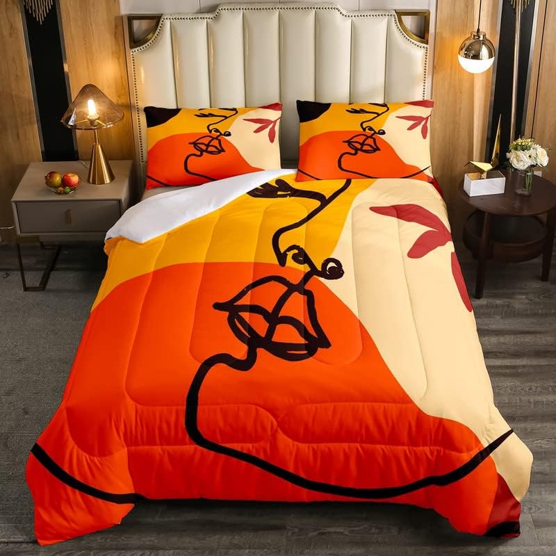 African Woman Comforter Set Red Green Gold Sexy Kiss Lipstick Bedding
