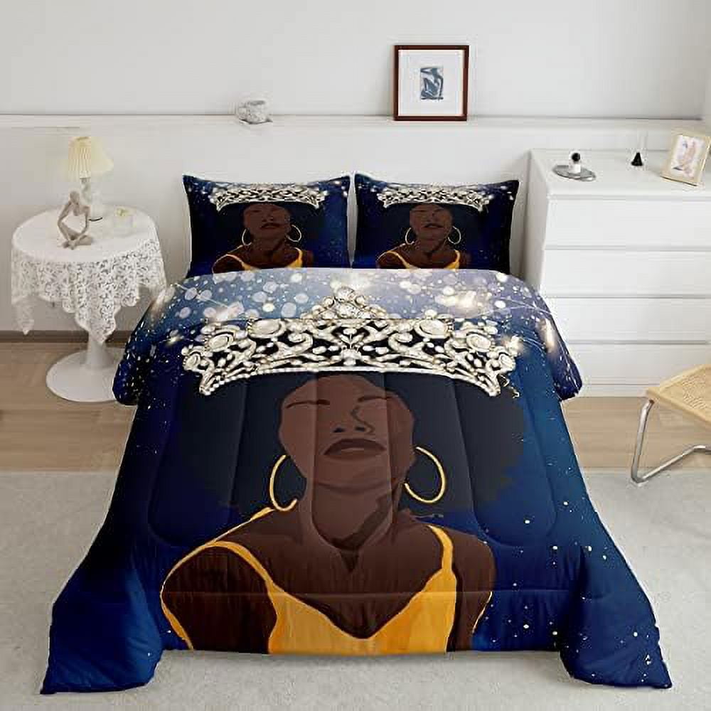African Woman Comforter Set Red Green Gold Sexy Kiss Lipstick Bedding