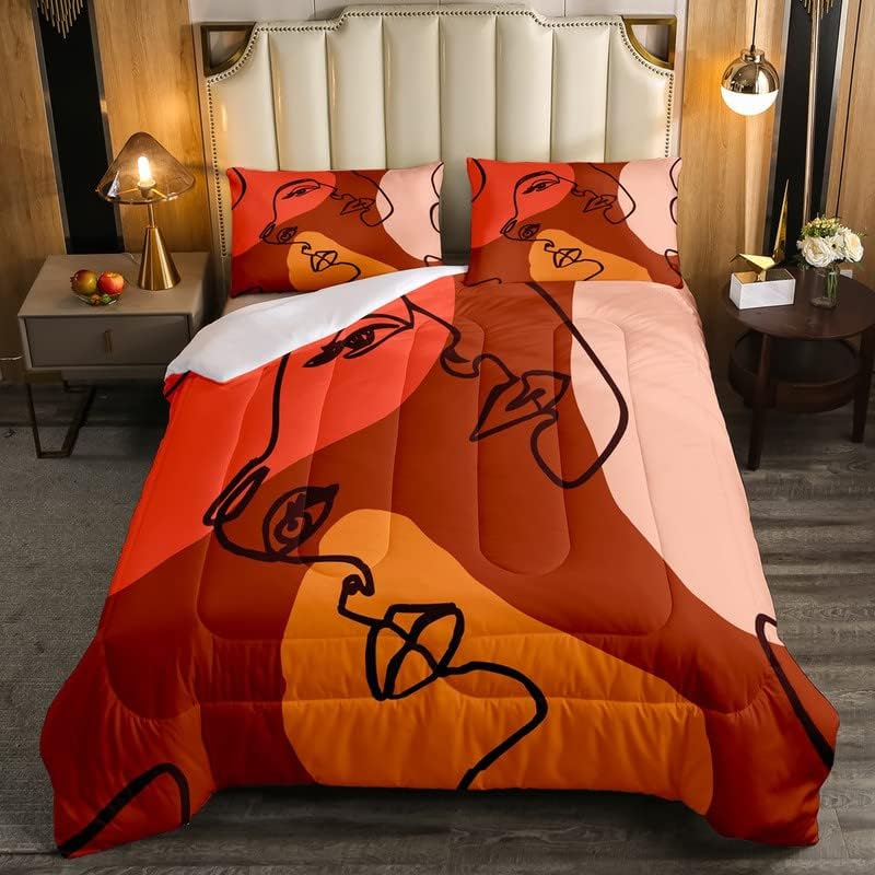 African Woman Comforter Set Red Green Gold Sexy Kiss Lipstick Bedding