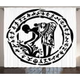 thumbnail image 1 of Ambesonne African Curtains 2 Panel Set, Tribe Woman Frame, 108" x 90", Black and White, 1 of 3