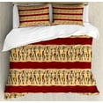 thumbnail image 1 of African Woman Duvet Cover Set King Size, Native Indigenous People Different Poses Tribal Ancient Culture Borders, Decorative 3 Piece Bedding Set with 2 Pillow Shams, Ruby Peach Black, by Ambesonne, 1 of 3