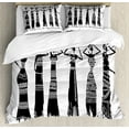 thumbnail image 1 of African Woman Duvet Cover Set King Size, Sketch of Local Women with Jugs Silhouettes Tribal Patterned Dresses, Decorative 3 Piece Bedding Set with 2 Pillow Shams, Black and White, by Ambesonne, 1 of 3