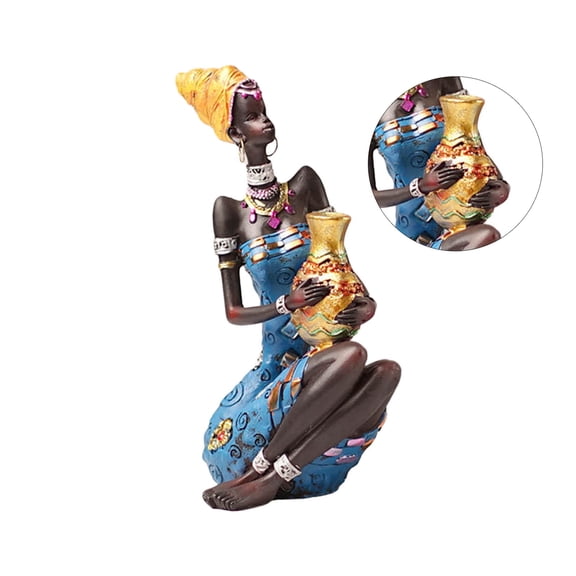 African Woman Figure Statue Resin Tribal Lady Decors Art Gift Unique Resin Decors for Display Delight Addition