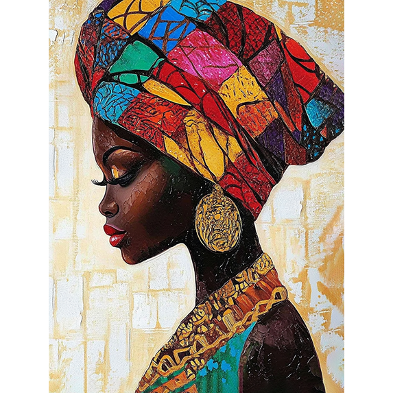 African Woman Headwrap Canvas Wall Art,Perfect for Living Room,Bedroom,Bathroom,Office and Hallway Decor