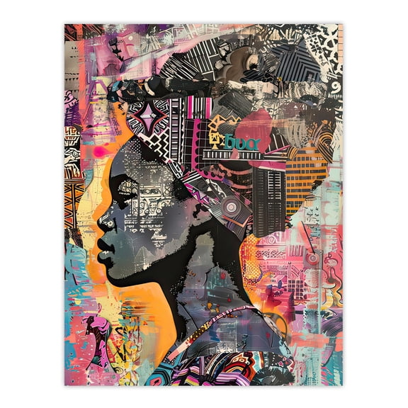 African Woman Headwrap Portrait Modern Colourful Living Room Large Wall Art Poster Print Thick Paper 18X24 Inch