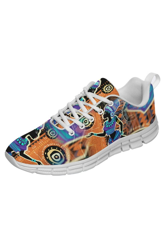 African Woman In Ethnic Dress Shoes for Men Women Running Sneakers Breathable Casual Sport Tennis Shoes White Size 7.5