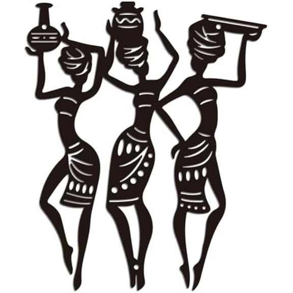 African Woman Metal Wall Art Decor African Dancing Womans Metal Wall Art Hanging Decor Signs for Home Africa Tribal Womans Wall Sculpture Statues Decor for Living Room 9.84x11.81 Inch Woman