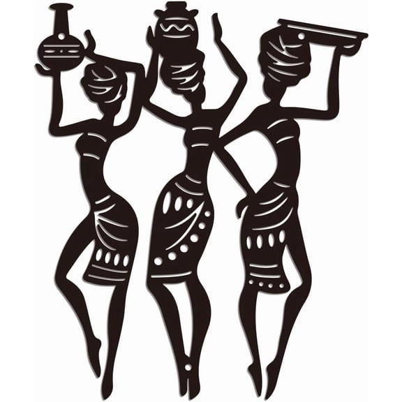 African Woman Metal Wall Art Decor African Dancing Womans Metal Wall Art Hanging Decor Signs for Home Africa Tribal Womans Wall Sculpture Statues Decor for Living Room 9.84x11.81 Inch Woman 1pc