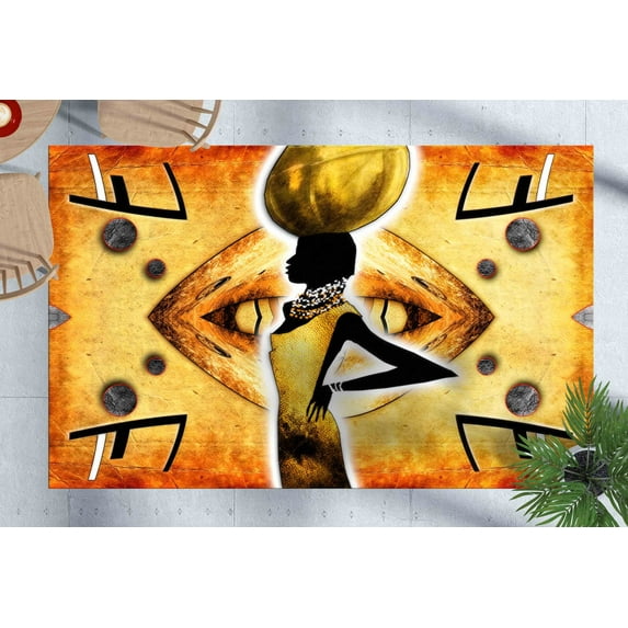 African Woman Painting Rug, African Woman Rug, African Rug, Ethnic Rug, 3D Printeds Rug, Machine Washable Rug, Popular Rug, Gift For Her, 3.9'x5.9' - 120x180 cm
