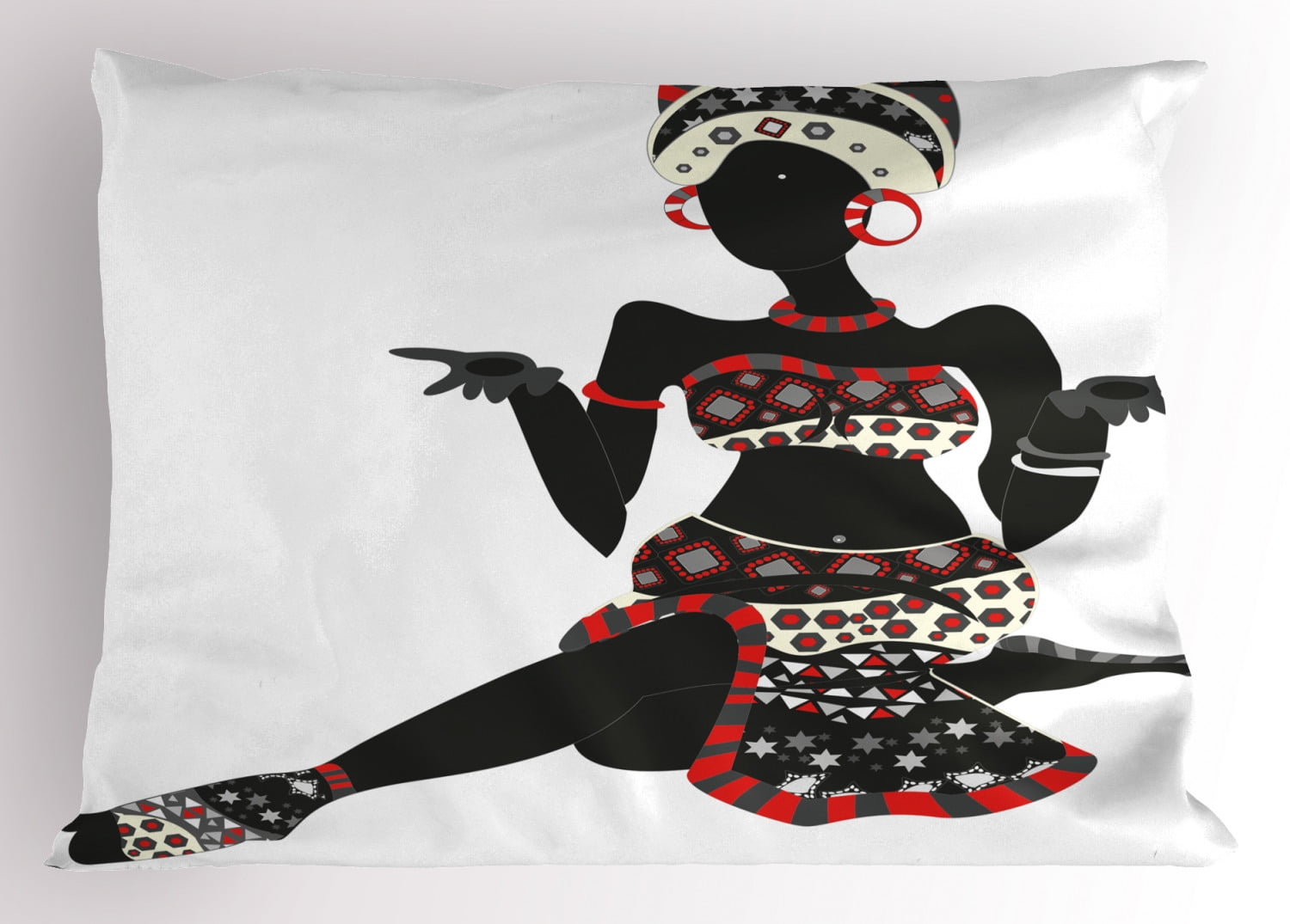 African Woman Silhouette Patterned Polyester Pillow Sham