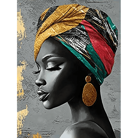 African Woman Portrait Decorative Painting/Canvas Art Perfect for Living Room Bedroom Office Dining Room Hallway Study Room and Hotel Decoration Abstract Art Wall Decor.