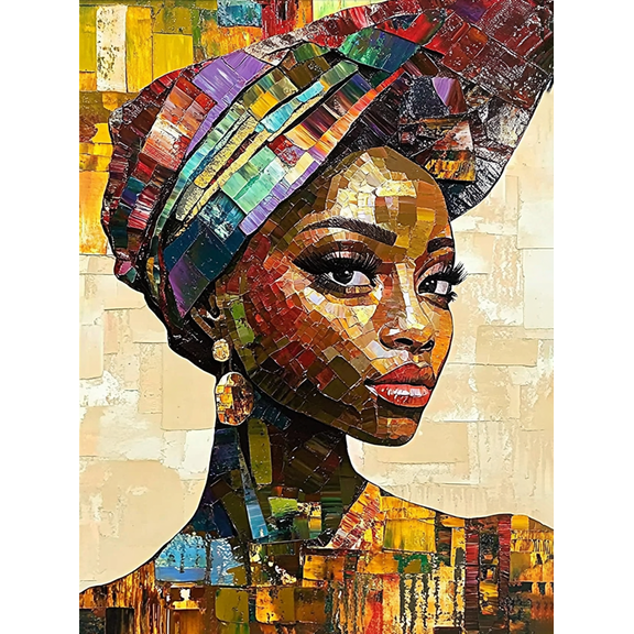 African Woman Portrait Decorative Painting/Canvas Art Suitable for Living Room Dining Room Hallway Studio Apartment Gallery and Dorm Room Decoration Elegant Wall Art.