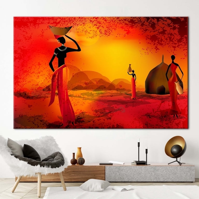African Woman Poster, Black Woman Canvas, Abstract Canvas, Sunset