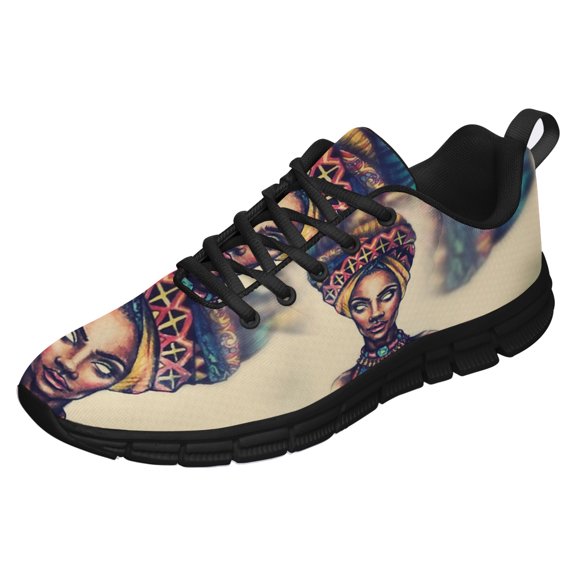 African Woman Shoes for Men Women Running Shoes Lightweight Walking Sneakers Mesh Athletic Sport Shoes Black Size 3.5