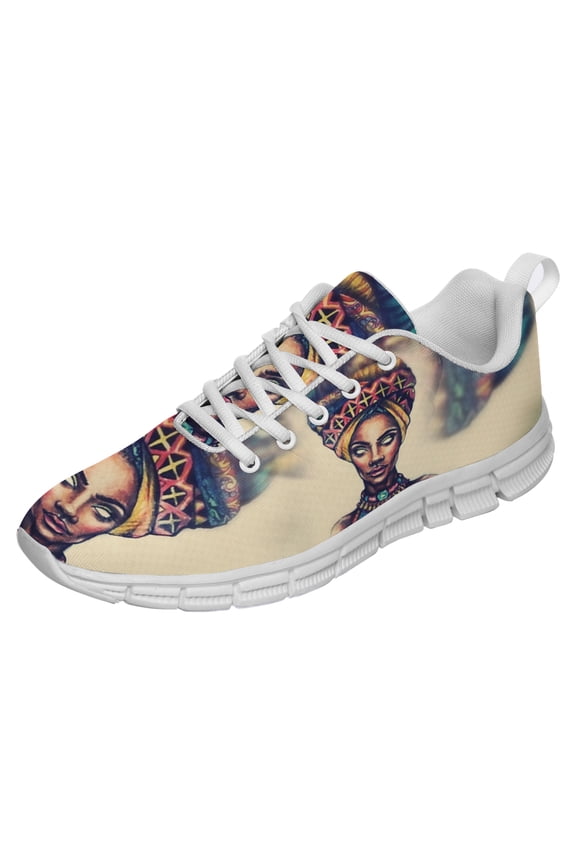 African Woman Shoes for Men Women Running Shoes Lightweight Walking Sneakers Mesh Athletic Sport Shoes White Size 3.5