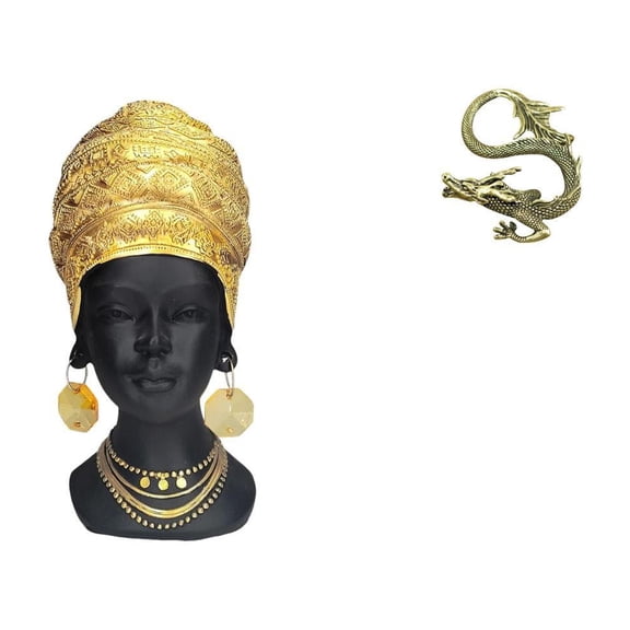African Woman Statue Brass Figurine Resin Sculpture Artistic Design for Home Office Bedroom Decor Gift