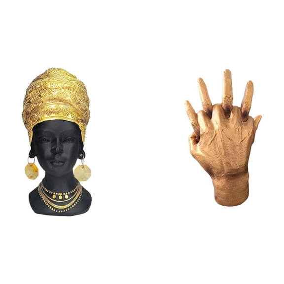 African Woman Statue Hand Sculpture Resin Figurine Unique Ornament for Desk Bedroom Living Room Lovers Decoration