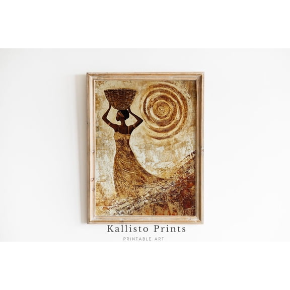 African Woman Wall Art, Gold , Tribal Culture Print Poster, Abstract Ethnic Decor, Boho Home Accent, Afrocentric, Size 8x12 UNFFRAMED F03.1.6l1861