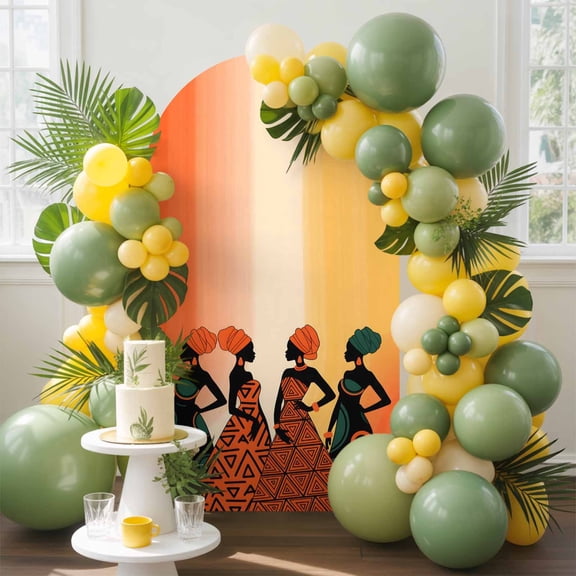 African Women Arch Backdrop Cover, 6.6FT, Black Women Nation Abstract Art Spandex Arch Covers Double-Sided Backdrop for Wedding Birthday Party Photo Background Decoration