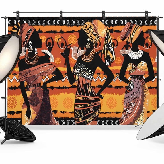 African Women Backdrop for Photography, Tribe Ethnic Style Traditional Africa Photo Backdrop Portrait Background Party Banner Photo Backgrounds for Studio Booth Props, 7x5ft