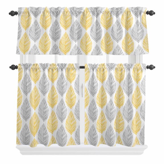 African Women Curtain Valances Set Tribe Ethnic Style Abstract Background Kitchen Curtains 24&nbsp;inch Length Rod Pocket Valance and Tiers 3 Piece Set Small Bedroom Bathroom Laundry Decor