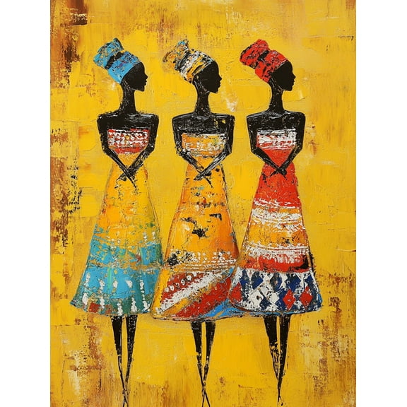 African Women Decorative Painting/Canvas Art, Suitable for Decorating Living Room,Cafe and Apartment Walls Ethnic Tribal Art Decor