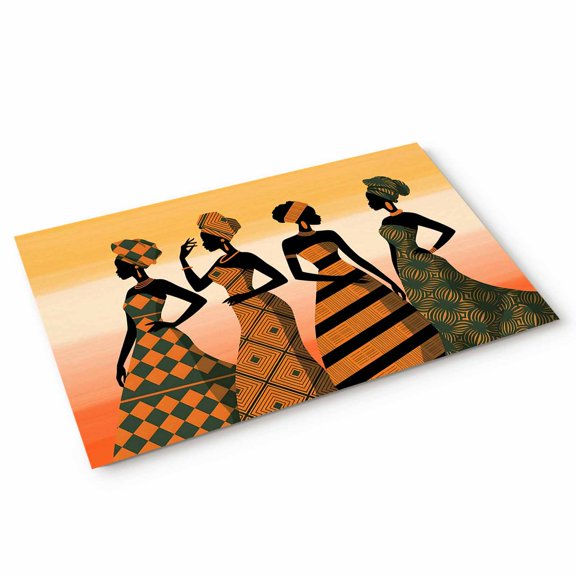 African Women Door Mat Black Women Non Slip Absorbent Entrance Mat Washable Low Profile Indoor Doormat for Front Door Entryway Entry 16"x24"