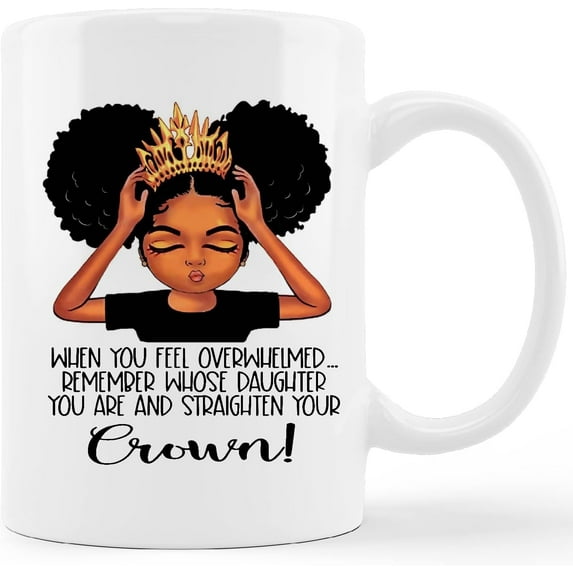 African Women Girl American With Crown Coffee Mug Cup Coffee Mug Cup,Daughter Gifts, Daughter Birthday Gift Ceramic Mug-11oz Coffee Milk Tea Mug Cup,Christmas Meaningful Gifts From Dad Mom