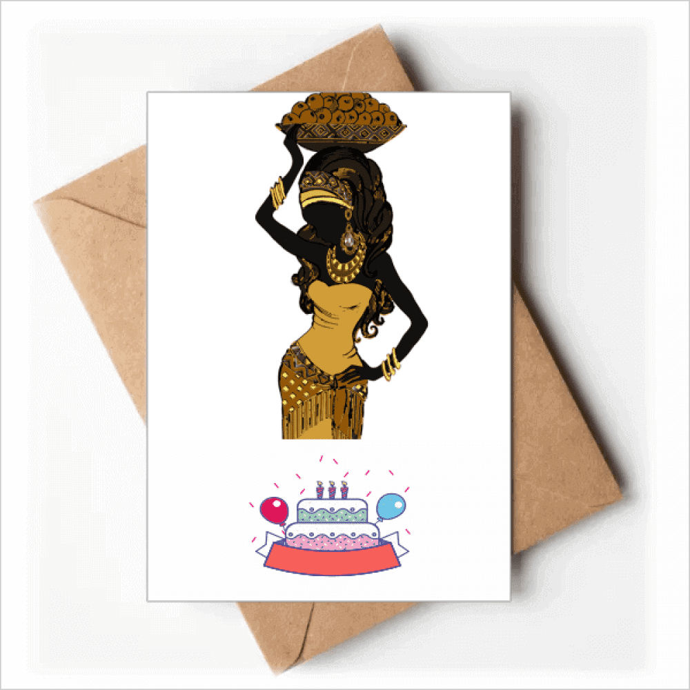 African Women LadyAboriginal Dresses Happy Birthday Greeting Cards Envelopes Blank