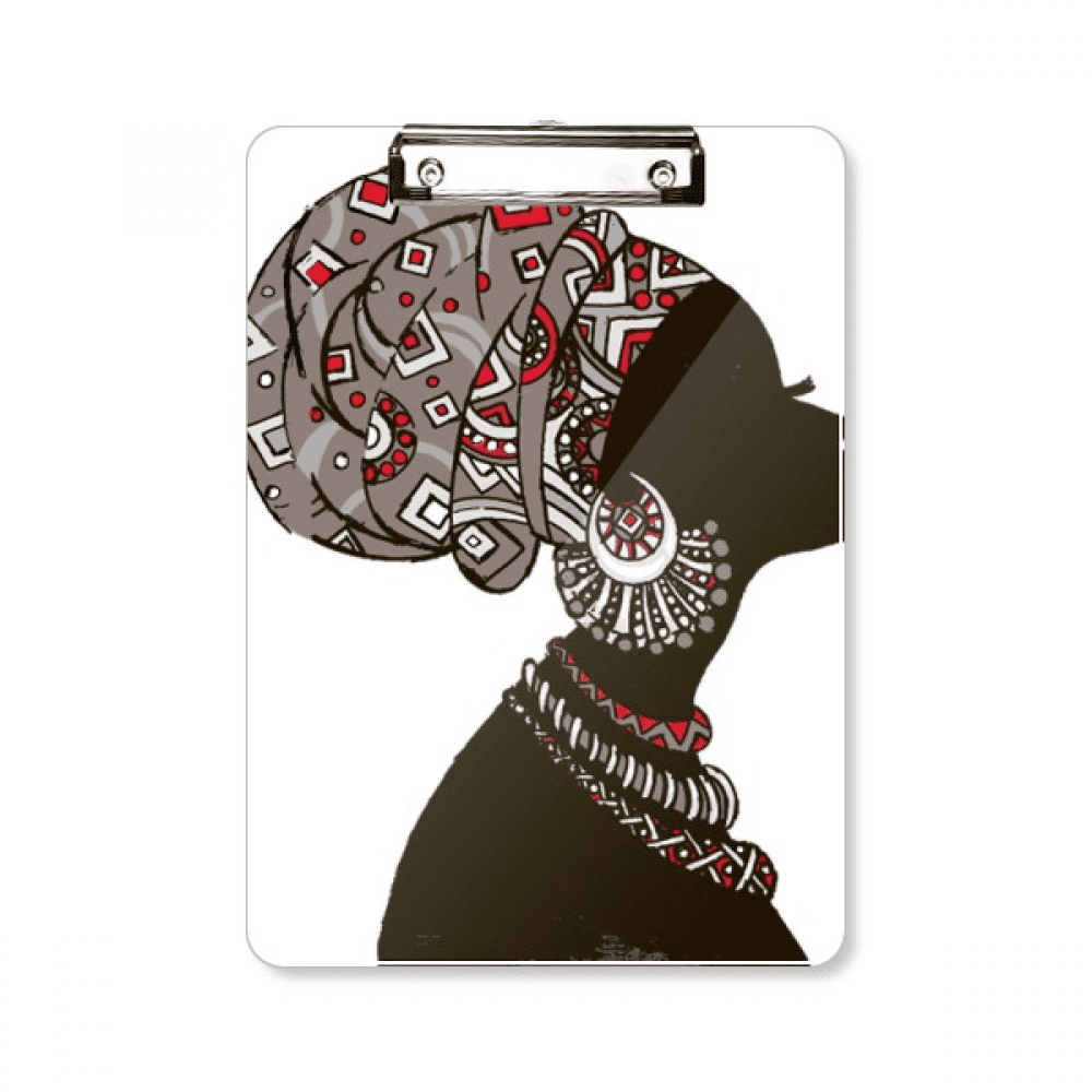 African Women LadyAboriginal Headdress Clipboard Folder Writing Pad Backing Plate A4