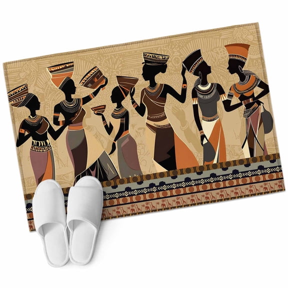 African Women Large Area Rugs for Bedroom Living Room, Soft Non Slip Carpet Bedside Rug, Black Girl Retro Ethnic Ancient Tradition Rectangle Floor Cover Kitchen Accent Rug 2'x3' for Office
