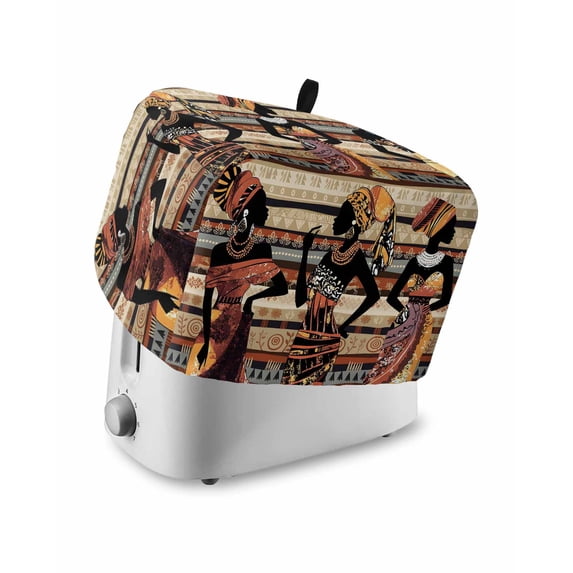 African Women Toaster Cover 2 Slice, Small Kitchen Appliance Covers, Black Boho Tradition Ethnic Southwest Toaster Oven Cover with Loop, Bread Machine Cover Polyester Dust Cover Protection
