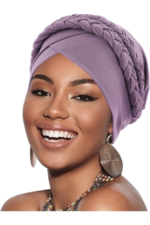 African Women Turban Caps Beanie Twist Headscarf Pre-Tied Double Twisted Braid Hair Cover Wrap Hat Chemo Cancer Cap