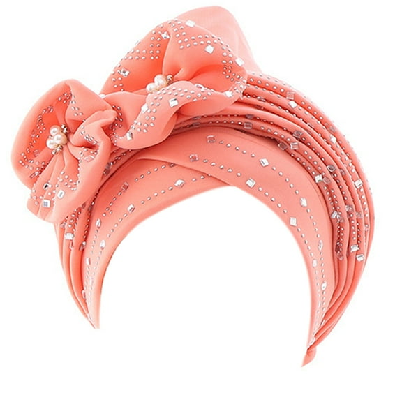 African Women Turban Hijab Cap with Decor Head Wrap Bonnet Arab Hat Chemo Cap Hat Stretchy Headscarfs