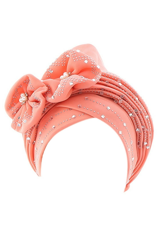 African Women Turban Hijab Cap with Decor Head Wrap Bonnet Arab Hat Chemo Cap Hat Stretchy Headscarfs
