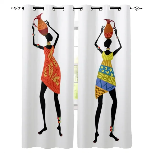 African Women Windows Curtains for Living Room Child Bedroom Window ...