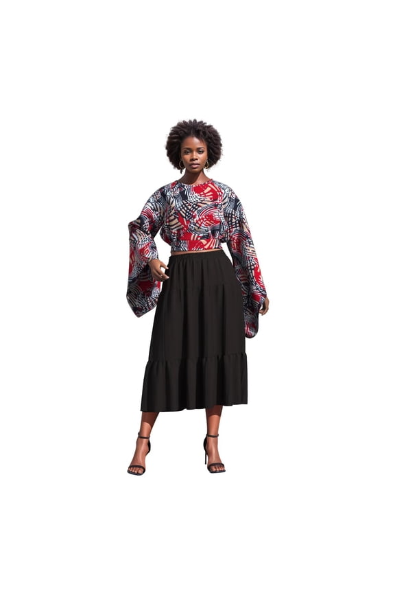 African Women's Tops Long Big Sleeve Backless Short Shirt Ankara Print Coat Dashiki Party Clothing