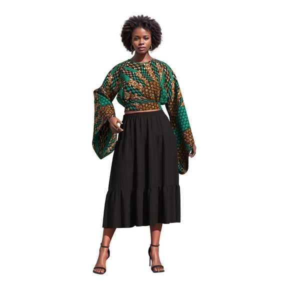 African Women's Tops Long Big Sleeve Backless Short Shirt Ankara Print Coat Dashiki Party Clothing