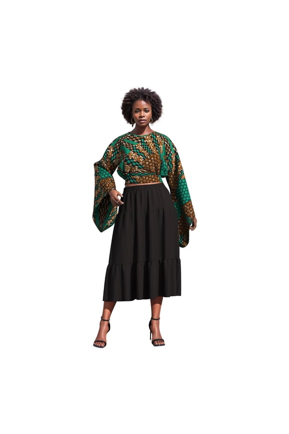 African Women's Tops Long Big Sleeve Backless Short Shirt Ankara Print Coat Dashiki Party Clothing