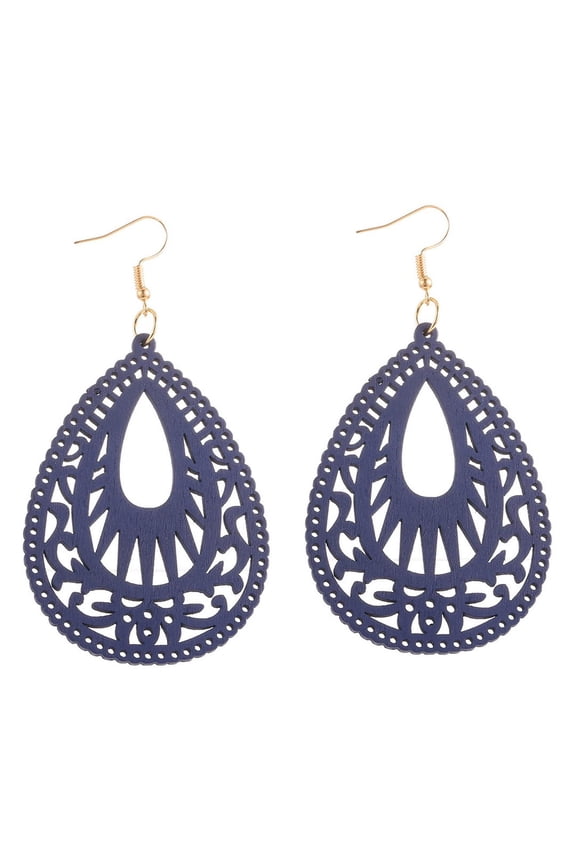 African Wood Drop Earrings for Women,Wooden Teardrop Dangle Earrings Boho Natural Wine Earrings Statement Fashion Country Jewelry