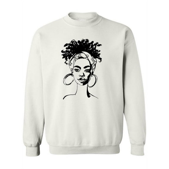 African Young Woman Sketch Paint Sweatshirt Women -Image by Shutterstock, Female Large