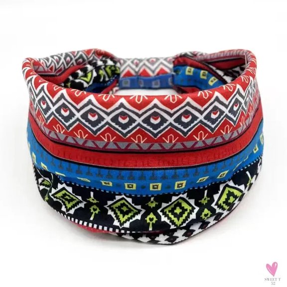 African and Bohemian Twisted Wide Cotton Stretch Headbands for Women & Girls - Headwrap/Turban Headwear, Bandana Headbands
